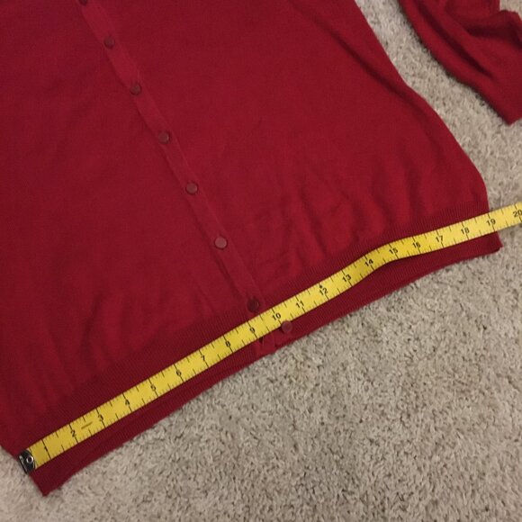 Merona Red with Gold Sequin Shoulders Button Down Cardigan - Picture 12 of 14